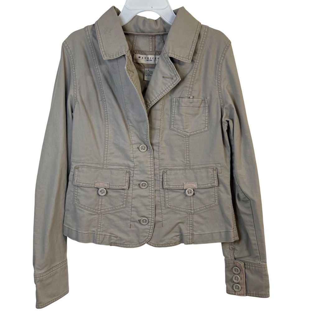 Maurices Utility Jacket Medium Khaki Taupe Military Safari Gorpcore Minimalist‎